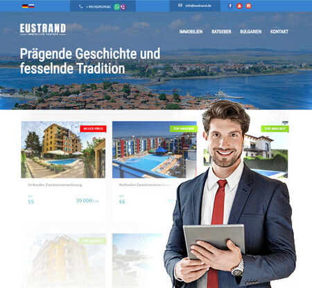 Real estate agency website Eustrand.de